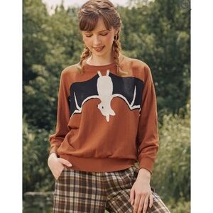 Modcloth Orange and Black Bat Sweater